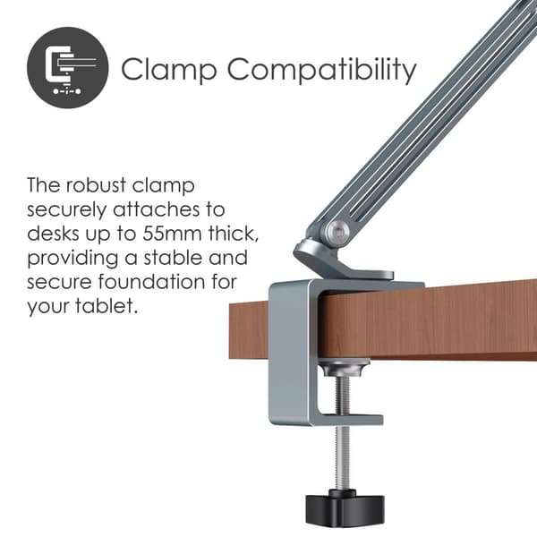 DESIRE2 Flex Arm Tablet-fäste Upp Till 12,9" Silver