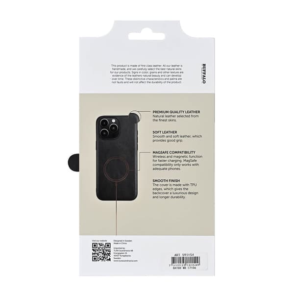 Buffalo iPhone 16 Pro Max Skal MagSafe Äkta Läder Svart
