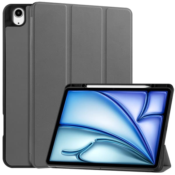 iPad Air 13 2025/2024 Fodral Tri-Fold Pennhållare Grå