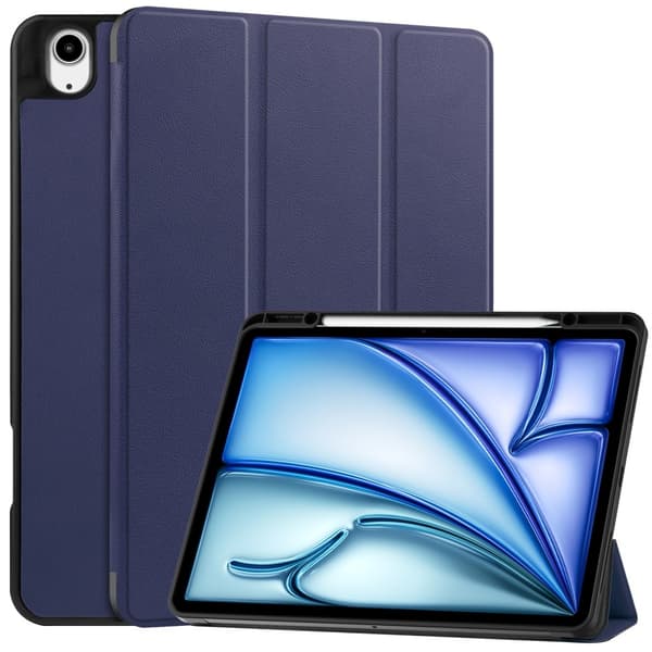 iPad Air 13 2025/2024 Fodral Tri-Fold Pennhållare Mörk Blå