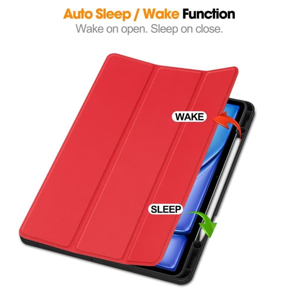 iPad Air 13 2025/2024 Fodral Tri-Fold Pennhållare Röd