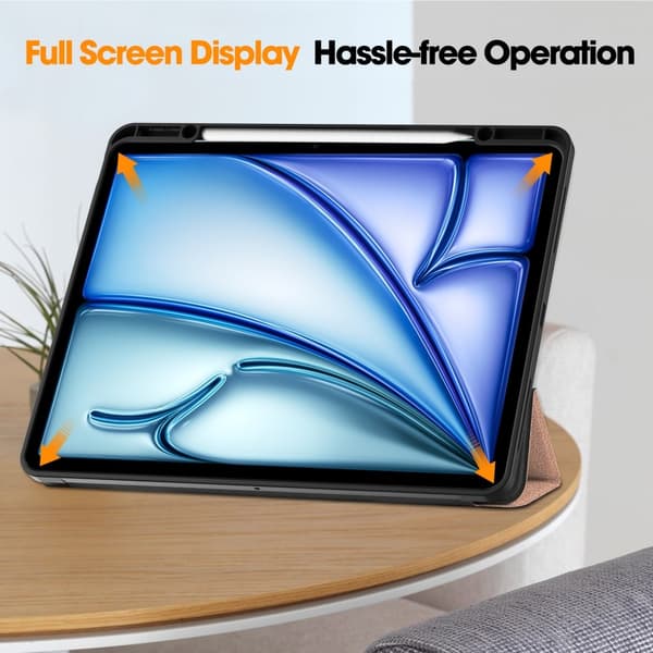 iPad Air 13 2025/2024 Fodral Tri-Fold Pennhållare Roséguld