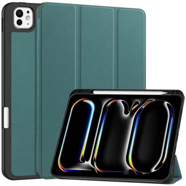 iPad Pro 11 2024 Fodral Tri-Fold Pennhållare Grön