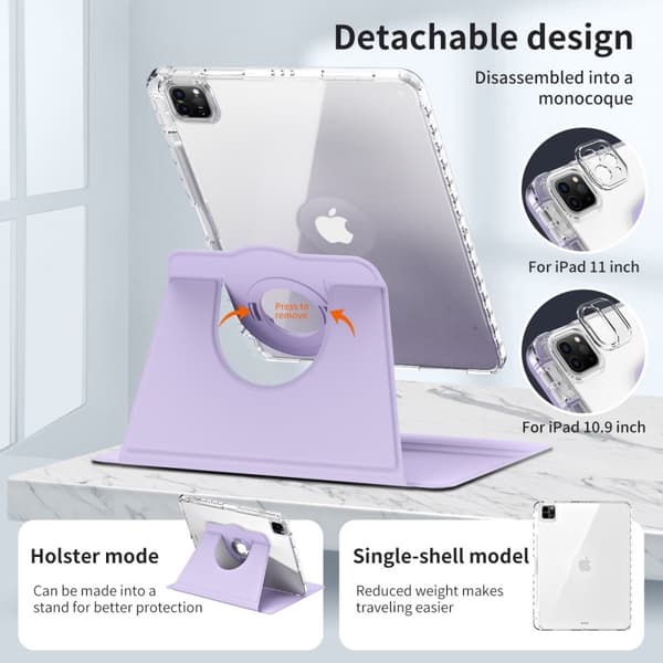 iPad Pro 11 2024 Fodral Hybrid Rotation Pennhållare Lila