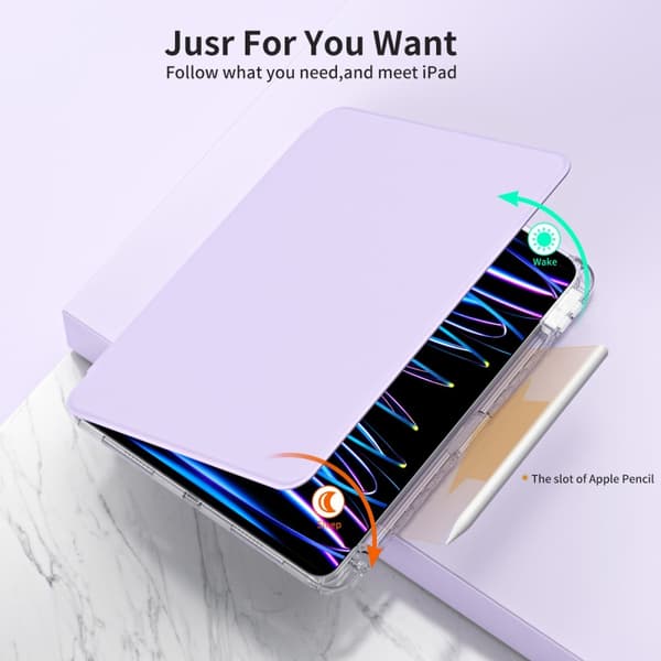 iPad Pro 11 2024 Fodral Hybrid Rotation Pennhållare Lila