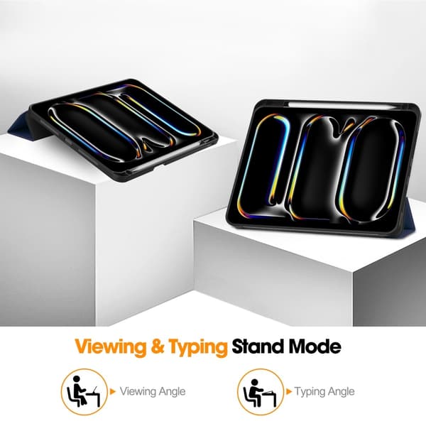 iPad Pro 11 2024 Fodral Tri-Fold Pennhållare Mörk Blå