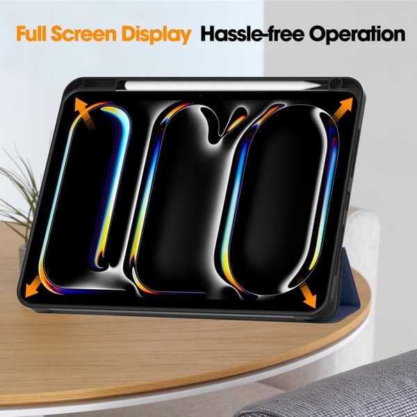 iPad Pro 11 2024 Fodral Tri-Fold Pennhållare Mörk Blå