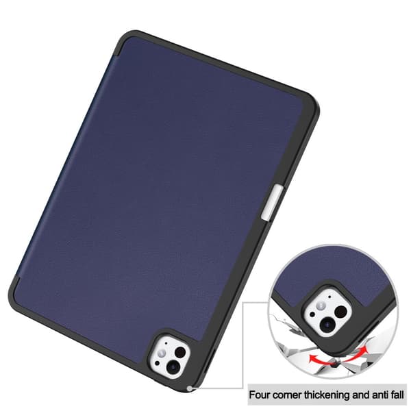 iPad Pro 11 2024 Fodral Tri-Fold Pennhållare Mörk Blå