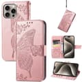 Miniatyrbild 5 av 6: iPhone 16 Pro Max Fodral Med Fjäril Tryck Roséguld