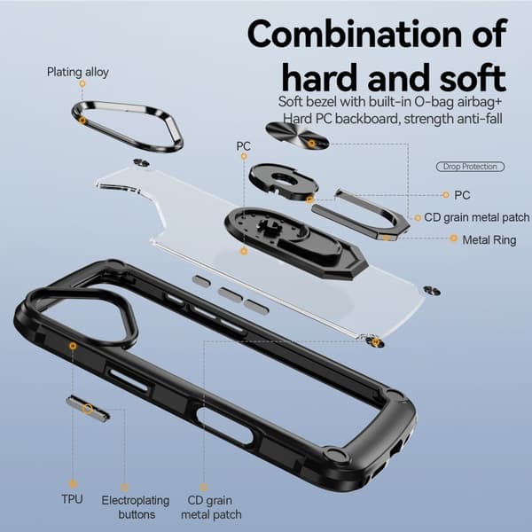 iPhone 16 Plus Skal Shockproof Ring Hybrid Svart