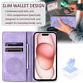 Miniatyrbild 6 av 6: iPhone 16 Pro Max Fodral Mandala Flip Läder Lila