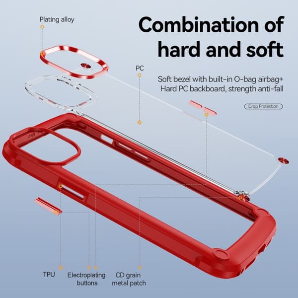 iPhone 16 Pro Max Skal Shockproof Hybrid Armor Röd