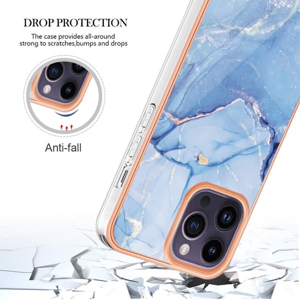 iPhone 16 Pro Max Skal TPU Marmor Blå