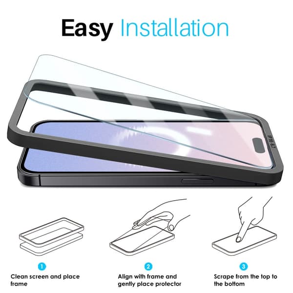 NORTHJO iPhone 16 Plus Skärmskydd Härdat Glas 2-PACK inkl. Ram