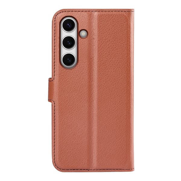 Samsung Galaxy S24 FE Fodral Litchi Läder Textur Brun
