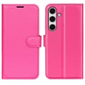 Miniatyrbild 1 av 6: Samsung Galaxy S24 FE Fodral Litchi Läder Textur Rosa