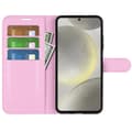 Miniatyrbild 2 av 6: Samsung Galaxy S24 FE Fodral Litchi Läder Textur Ljus Rosa