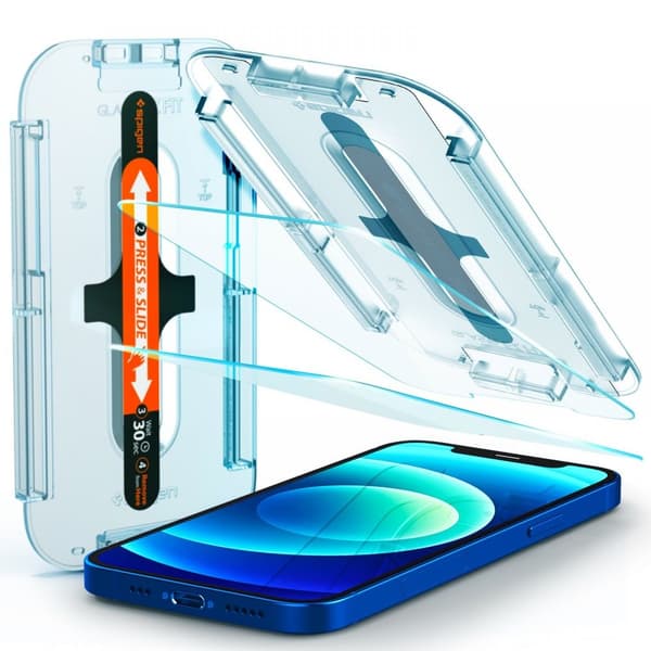 Spigen iPhone 12/12 Pro 2-PACK Skärmskydd GLAS.tR "Ez Fit"