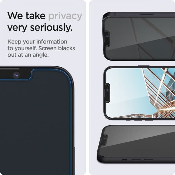 Spigen iPhone 16e/14/13/13 Pro 2-PACK Skärmskydd GLAS.tR "Ez Fit" Privacy