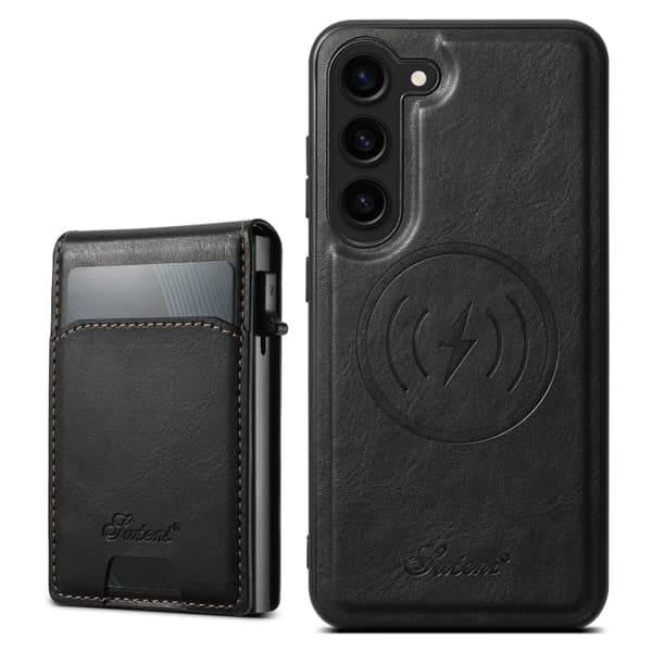 Kunstlædertaske med magnet og kortholder til Samsung Galaxy S23 - Svart