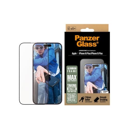 PanzerGlass - skärmskydd för mobiltelefon - ultra-bred passform, aluminiumram