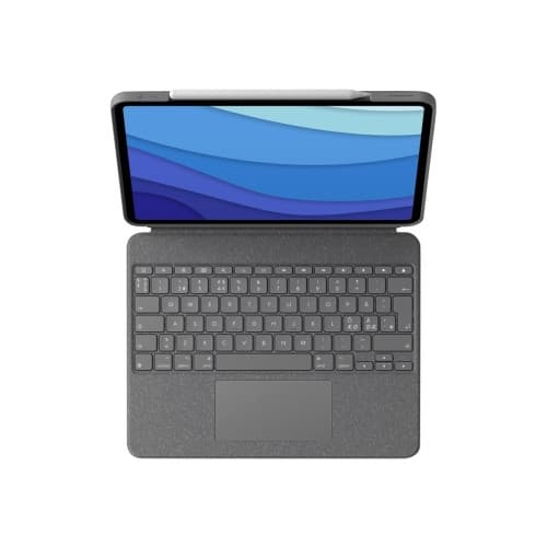 Logitech Combo Touch - tangentbord och foliefodral - med pekdyna - QWERTY - hela norden - oxford-grå Inmatningsenhet