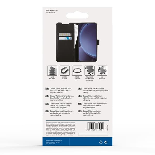 Vivanco Samsung Galaxy S25 Plus Fodral Classic Wallet Svart