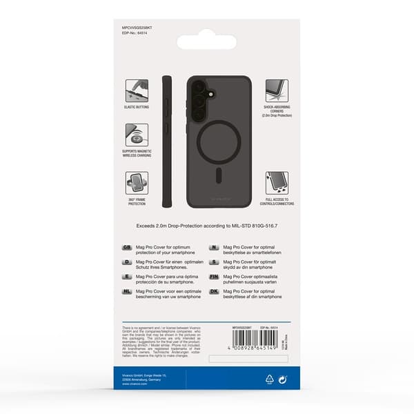 Vivanco Samsung Galaxy S25 Kuori Mag Pro Läpinäkyvä Musta