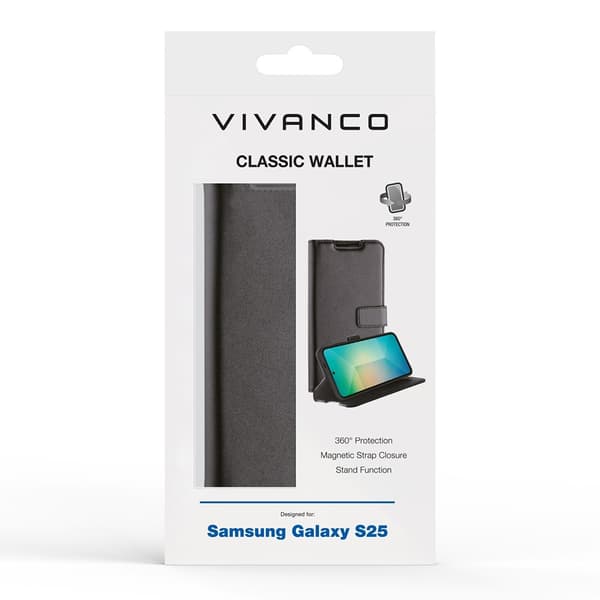 Vivanco Samsung Galaxy S25 Etui Classic Wallet Svart