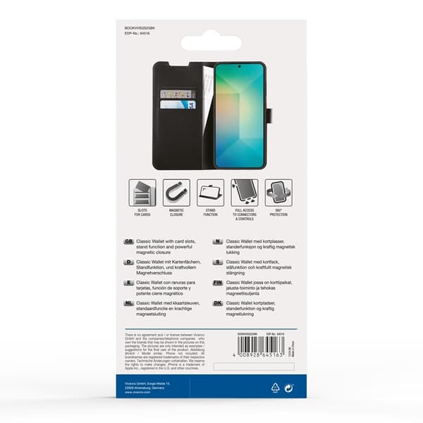 Vivanco Samsung Galaxy S25 Etui Classic Wallet Svart