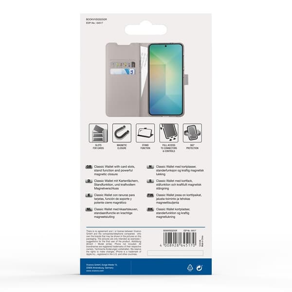 Vivanco Samsung Galaxy S25 Kotelo Classic Wallet Greige