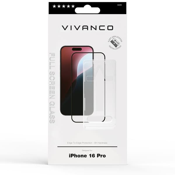 Vivanco iPhone 16 Pro Skjermbeskytter Full Screen