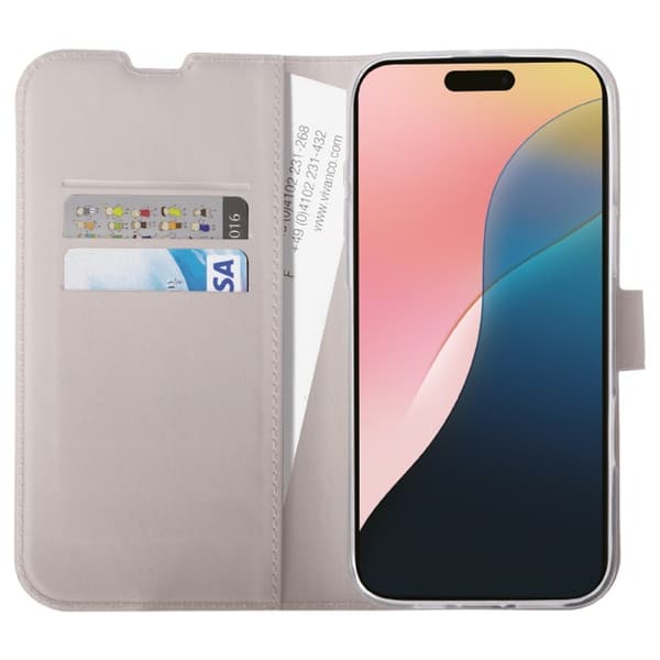 Vivanco iPhone 16 Kotelo Classic Wallet Greige