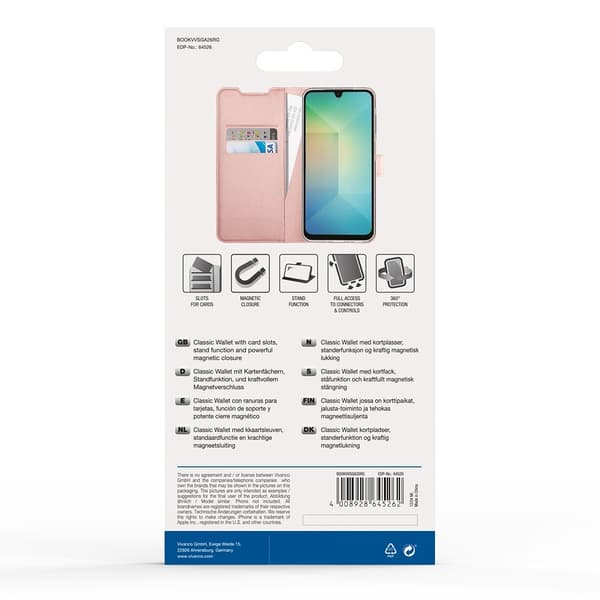 Vivanco Samsung Galaxy A26 Etui Classic Wallet Rosegull