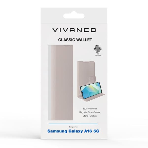 Vivanco Samsung Galaxy A16 Kotelo Classic Wallet Greige