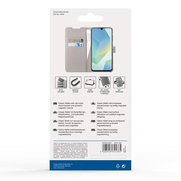 Vivanco Samsung Galaxy A16 Kotelo Classic Wallet Greige