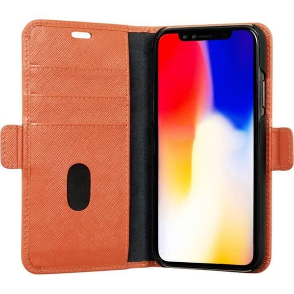 Etui folio i läder Rusty rose för iPhone XR