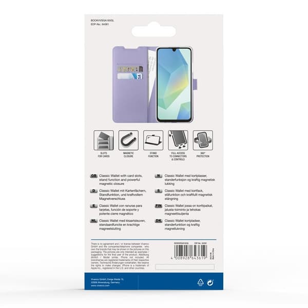 Vivanco Samsung Galaxy A16 Fodral Classic Wallet Lavendel