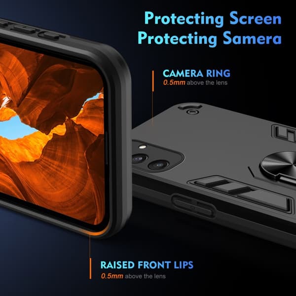 Samsung Galaxy S25 Skal Hybrid Armor Ring Svart