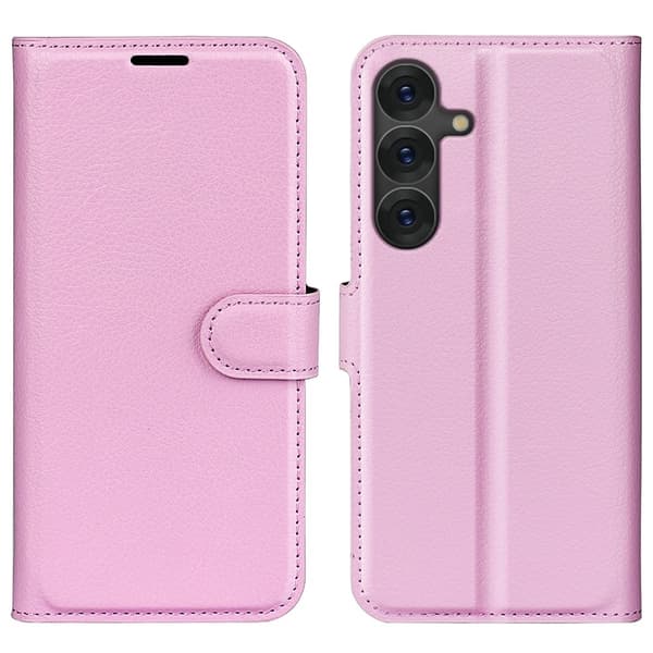 Samsung Galaxy S25 Fodral Litchi Läder Ljus Rosa