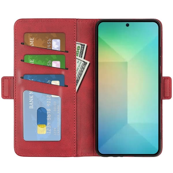 Samsung Galaxy S25 Fodral Läder Röd