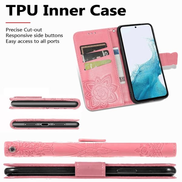 Samsung Galaxy A36 5G / A56 5G Fodral Fjäril Tryck Rosa