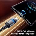 Miniatyrbild 4 av 6: ESSAGER 1 m 100W 7A USB-C Laddningskabel Svart