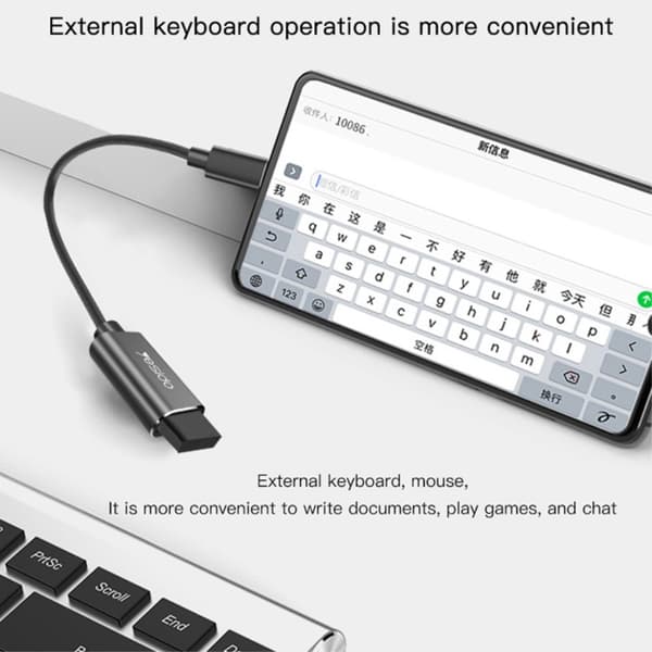 YESIDO USB-C Hane - USB-A Hona Adapter Kabel Svart