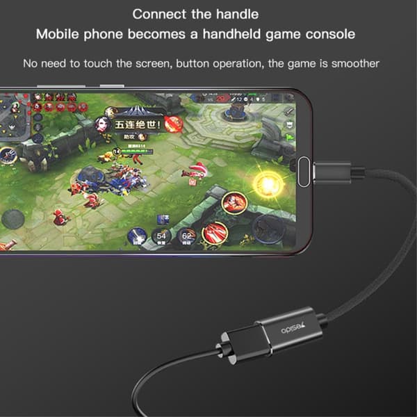 YESIDO USB-C Hane - USB-A Hona Adapter Kabel Svart