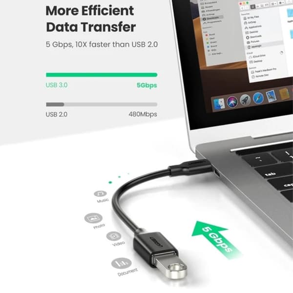 UGREEN USB-C Hane - USB-A 3.0 Hona Adapter Svart