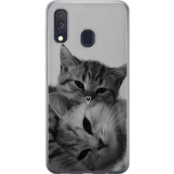 Samsung Galaxy A40 Gennemsigtig cover Kat Hjerte