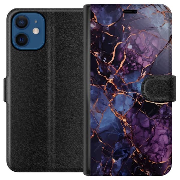 Apple iPhone 12 mini Lommeboketui Marmor Blå Lilla