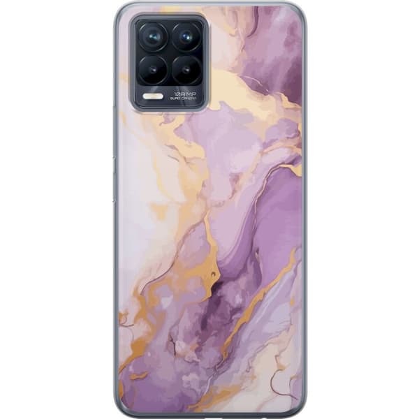 Realme 8 Gennemsigtig cover Marmor Lilla Guld