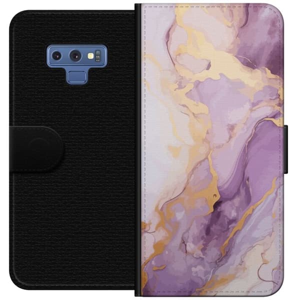 Samsung Galaxy Note9 Tegnebogsetui Marmor Lilla Guld